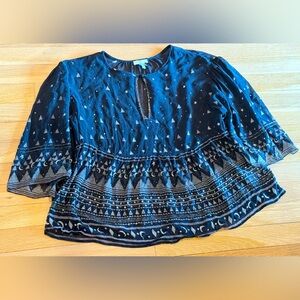 Joie Black Verena Celestial Moon Stars Beaded Sequin Silk Top XXS